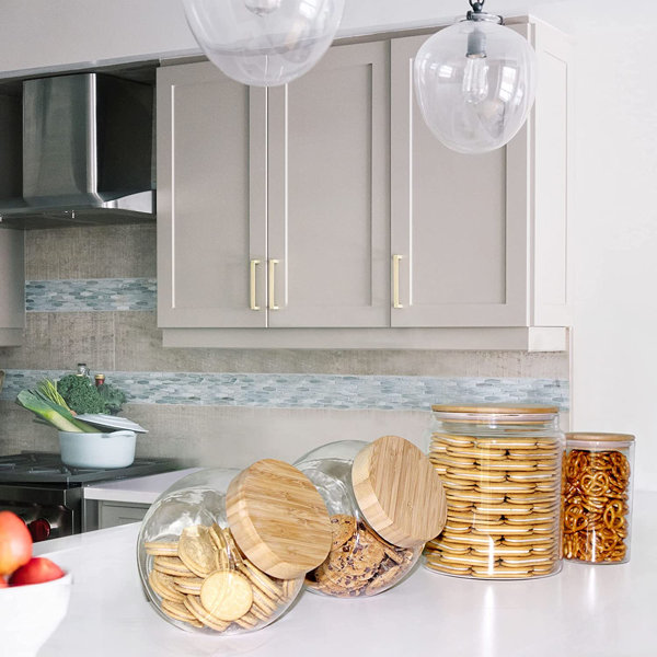 EcoEvo 4,53 Pte Verre Avec Couvercles En Bambou, Pot De Cuisine De 1 Gallon Et Pots De Rangement